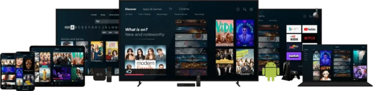 IPTV supported devices including Smart TV, phone, tablet and streaming devices
