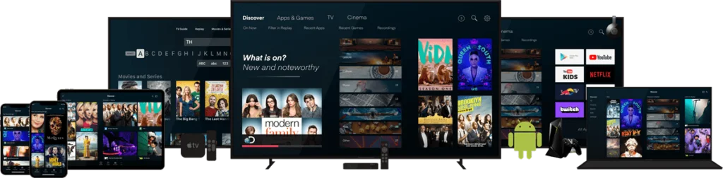 IPTV supported devices including Smart TV, phone, tablet and streaming devices